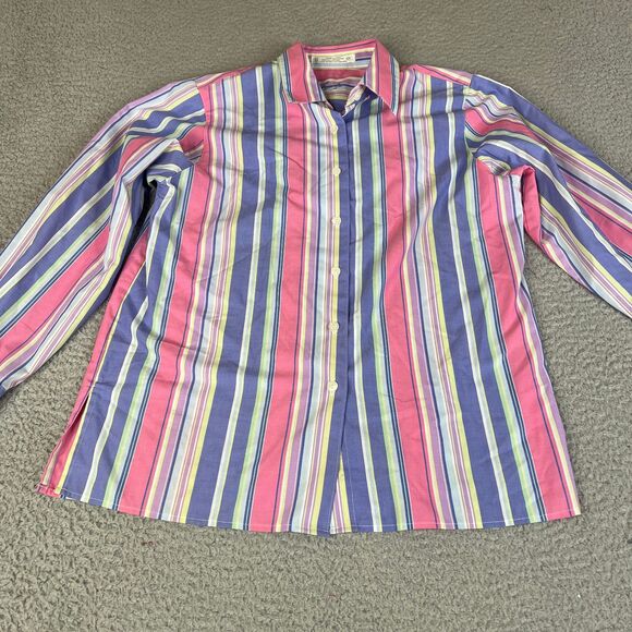 Lot of 2 Foxcroft Blouse Womens 6P Pink Blue Purple Striped Wrinkle Free Shirt - Picture 3 of 16
